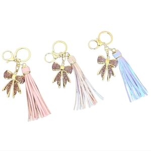 NEW Crystal Bow Bag Charm/Keychain with Tassel